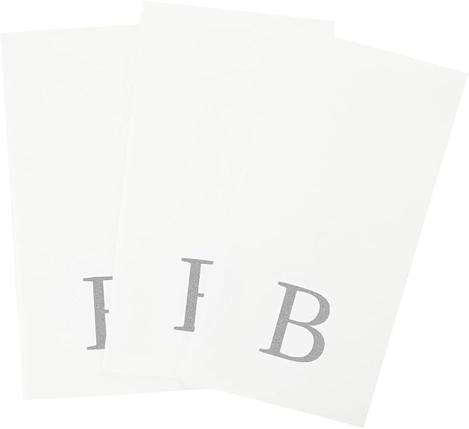 Luxenap 15.8 X 7.9 Inch Linen-Feel Guest Towels, 50 Lettered Hand Towels - Silver Letter 'B', Sans Serif Font, White Paper Dinner Napkins, airlaid, For Restrooms And Tables - Restaurantware