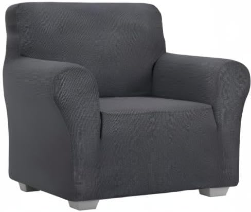 JIVINER Super Stretch Chair Sofa Slipcovers 1-Piece Jacquard Chair Covers for Living Room Soft Anti Slip 1 Seater Couch Furniture Protector Small Checks for Kids Pets (Chair, Grey)