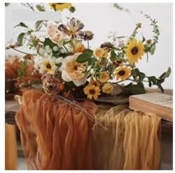 Joanlody Terracotta Cheesecloth Table Runner Spring Summer 10Ft Rustic Gauze Boho Cheese Cloth Table Runner for Wedding Bridal Baby Shower Decoration 10 Pack