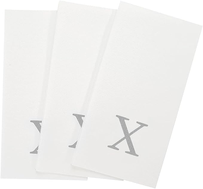 Luxenap 15.8 X 7.9 Inch Linen-Feel Guest Towels, 2000 Lettered Hand Towels - Silver Letter 'X', Sans Serif Font, White Paper Dinner Napkins, airlaid, For Restrooms And Tables - Restaurantware