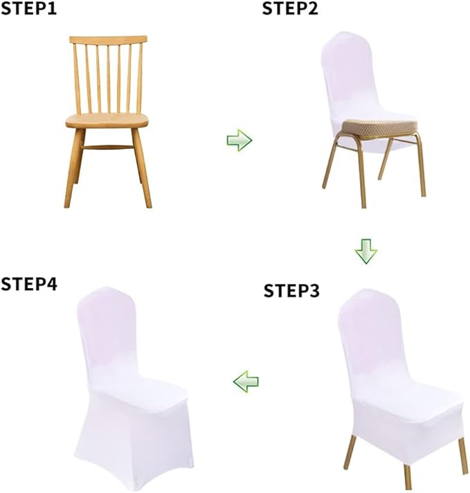 50Pcs White Washable Removable Universal for Wedding Party Dining Banquet Polyester Spandex Stretch Slipcovers Chair Covers