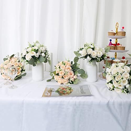 Bridesmaid Bouquets for Wedding 1 Pack - Pre-Made Artificial Ivory Bouquet Flower Girls Bridal Small Floral for Bride Party Ceremony Anniversary Decoration - 7inch