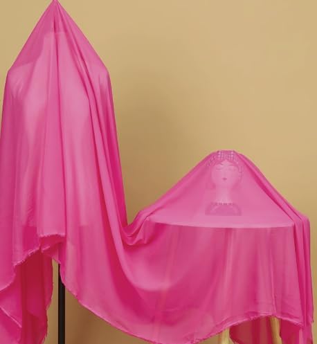 YYCRAFT Chiffon Fabric by The Yard 59" Wide 10 Yards, Bubble Pink