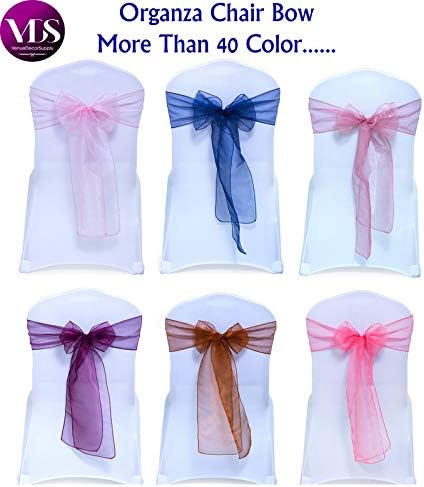 VDS Pack of 75 Organza Chair Sashes for Weddings & Events Décor | Sheer Shiny Dining Chair Bows for Banquet, Party, Reception | Reusable Decorative Sash for Folding & Chiavari Chairs - Lavender