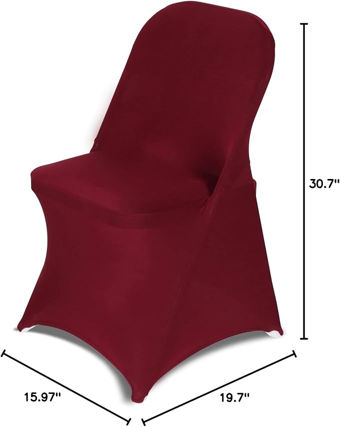 HAINARverS Stretch Spandex Folding Chair Covers 30PCS Universal Fitted Chair Cover Protector for Wedding,Party, Banquet, Holidays, Celebration, Decoration(Burgundy, 30 PCS)