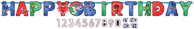 PJ Masks Jumbo Add-An-Age Paper Letter Banner - 10" x 10.2' (Pack Of 6) - Multicolor & Customizable Birthday Sign For Kids