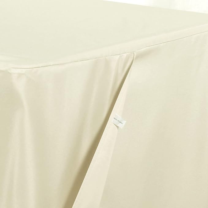 Obstal 2 Pack Table Clothes for 6 Foot Rectangle Tables - Water Resistant Washable Fabric Polyester Rectangle Table Cover Protector for Wedding, Banquet and Trade Shows, 72L x 30W x 30H Inches, Cream