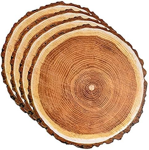 Gift Boutique Disposable Wooden Slice Paper Place Mats 50 Pack 13.5" Round Rustic Brown Wood Slices Charger Place Mat for Farmhouse Tan Table Setting Summer Spring Fall Wedding Dinner Party Decor