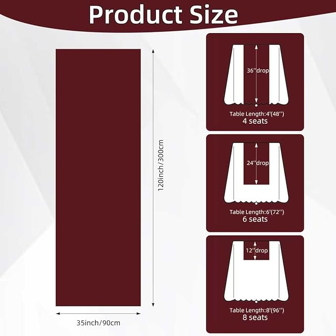 Keketoarrange Burgundy Mothers Day Cheesecloth Table Runner Gauze 120 Inch 10 FT Rustic Boho Cheese Cloth Runner for Wedding Baby Bridal Shower Party Long Sheer Spring Summer Home Decorations
