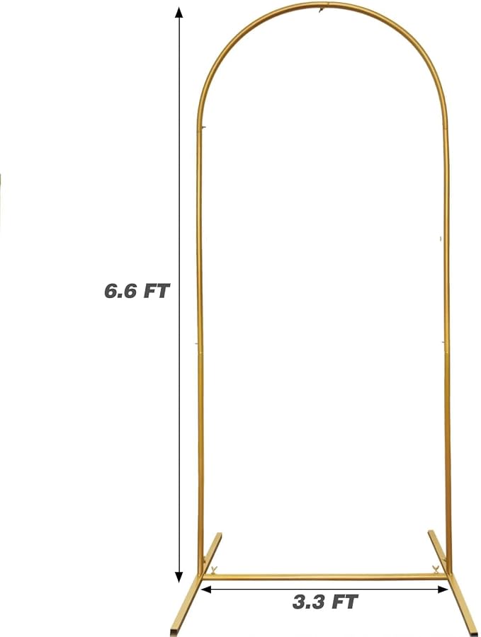 Metal Balloon Arch Kit, Love Balloon Column Arch Frame, Wedding Heart Arch Stand – Supplies for Wedding, Bridal, Valentine's Day, Engagement and Birthday Party(White) (6.6x3.3 FT Gold)