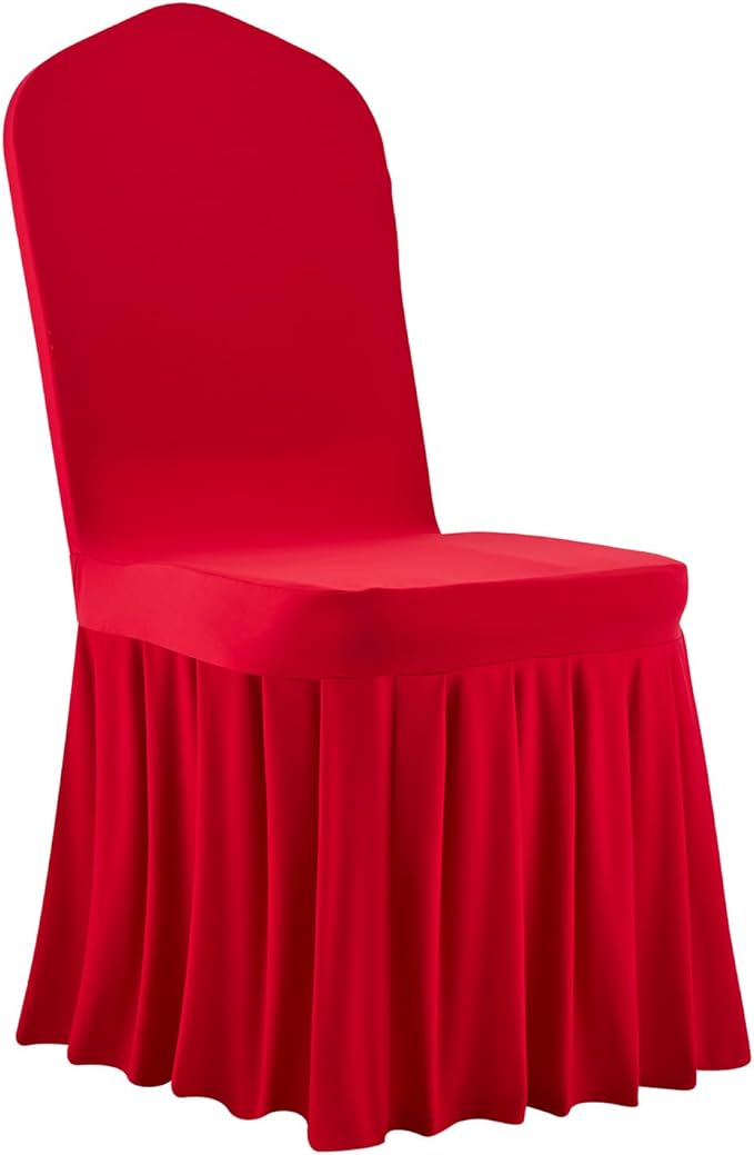 VEVOR Chair Covers, Polyester Spandex Chair Cover, Stretch Slipcovers for Wedding Party Dining Banquet Flat-Front Chair Covers (Red-d, 30PCS)
