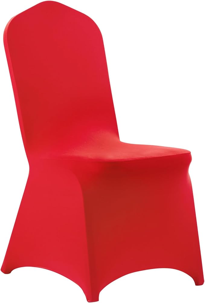 VEVOR Chair Covers, Polyester Spandex Chair Cover, Stretch Slipcovers for Wedding Party Dining Banquet Flat-Front Chair Covers (Red-a, 50PCS)