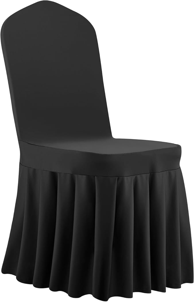 VEVOR Chair Covers, Polyester Spandex Chair Cover, Stretch Slipcovers for Wedding Party Dining Banquet Flat-Front Chair Covers (Black-d, 30PCS)