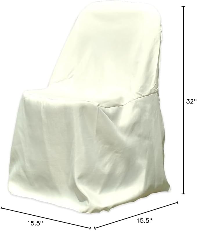 Sparkles Make It Special Polyester Folding Chair Covers - Premium, Durable, Foldable Chair Covers/Slipcover for Party, Wedding, Reception, Restaurant Decorations - Ivory, 200 pcs