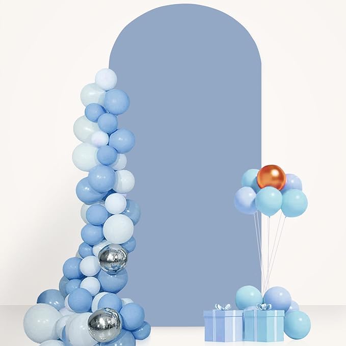 FANPROMS Wedding Arch Cover Dusty Blue 6.6FT Arch Backdrop Cover Chiara Arch Spandex Covers Fabric for Metal Arched Stand Round Top Arched Backdrop Stand Covers Panel for Balloon Party Decoration