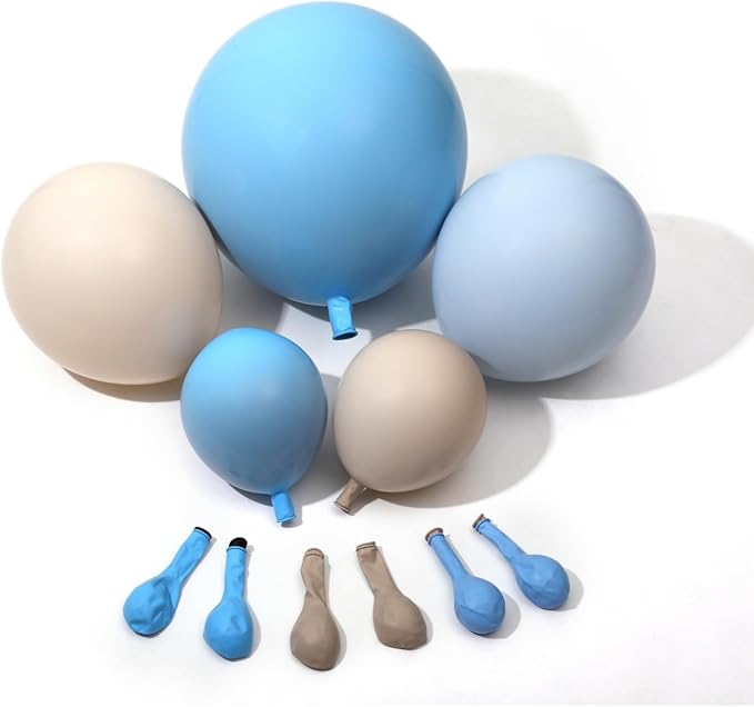 Dusty Blue Balloon Garland Kit–Double-Stuffed Dusty Blue, Pastel Blue, Sand White Balloons for Baby Showers, Weddings, and Birthday Party Decorations