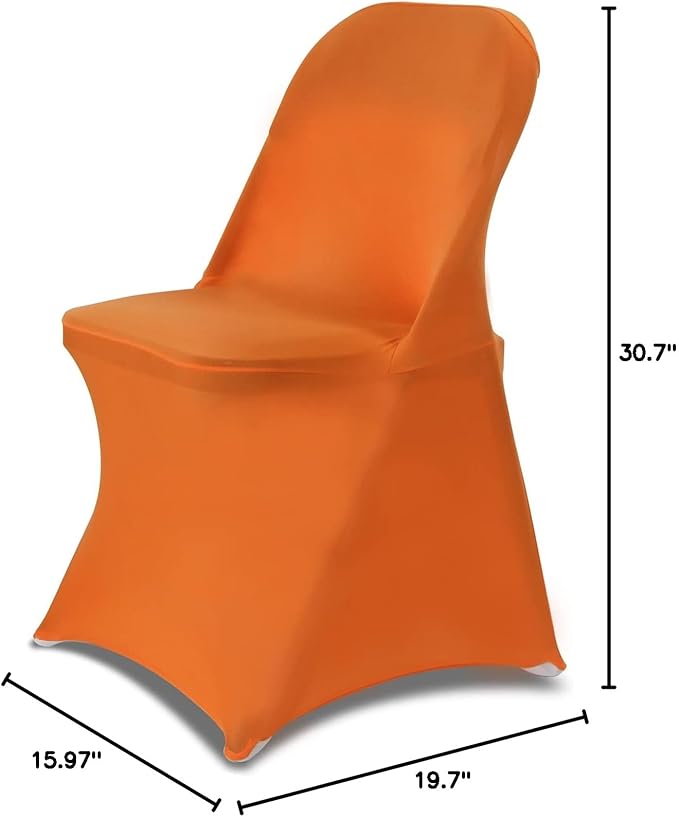 HAINARverS Folding Chair Covers for Wedding, 10pcs Stretch Spandex Washable Fabric Chair Cover, Decoration Chair Cover for Wedding, Party, Banquet, Birthday, Conference, Event(Orange, 10 PCS)