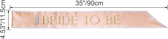 Embroidered Bride to Be Sash Double-Layer Satin Sash with Champagne Gold Trim Bridal Shower Hen Night Bachelorette Party Accessories