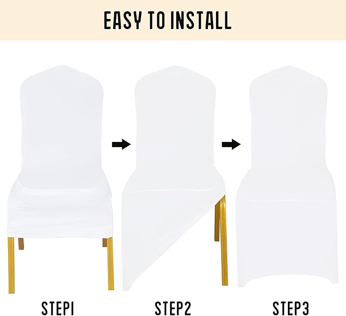 30 Pack White Stretch Polyester Spandex Chair Covers Universal Washable Removable Chair Slipcovers Protector for Wedding Banquet Events Party Dining Decoration