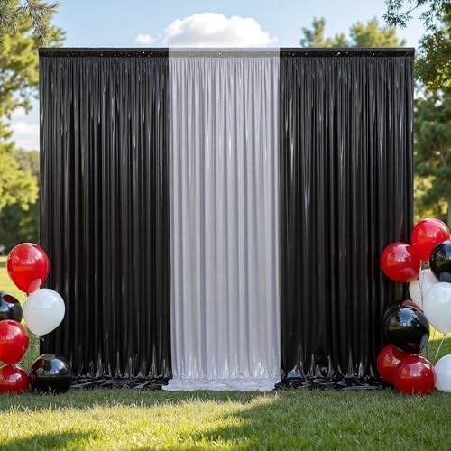 40x10 ft Wrinkle Free Black Sequin Backdrop Curtain for Parties,8 Panels 5x10ft Thick Not Fall Glitter Wedding Drapes Backdrop Photo Back Drop Cloth for Birthday Graudation Photography Background