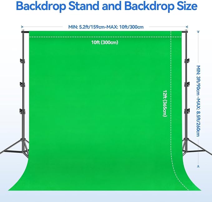 EMART 8.5 x 10ft Green Screen Backdrop Kit with Tripod Stand, Photography Background Support System with 10 x12ft 100% Cotton Muslin Chromakey Backdrop for Photo Studio, Video Shooting, Live Streaming