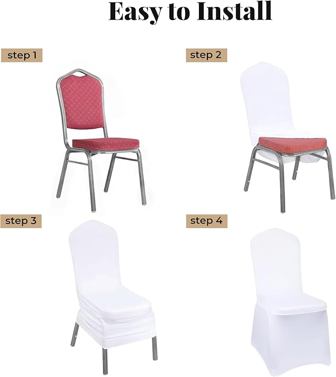 White Chair Covers 30 pcs Stretch Spandex Chair Covers Universal Fitted Chair Cover Protector for Wedding,Party, Banquet, Holidays, Celebration, Decoration(White, 30 PCS)