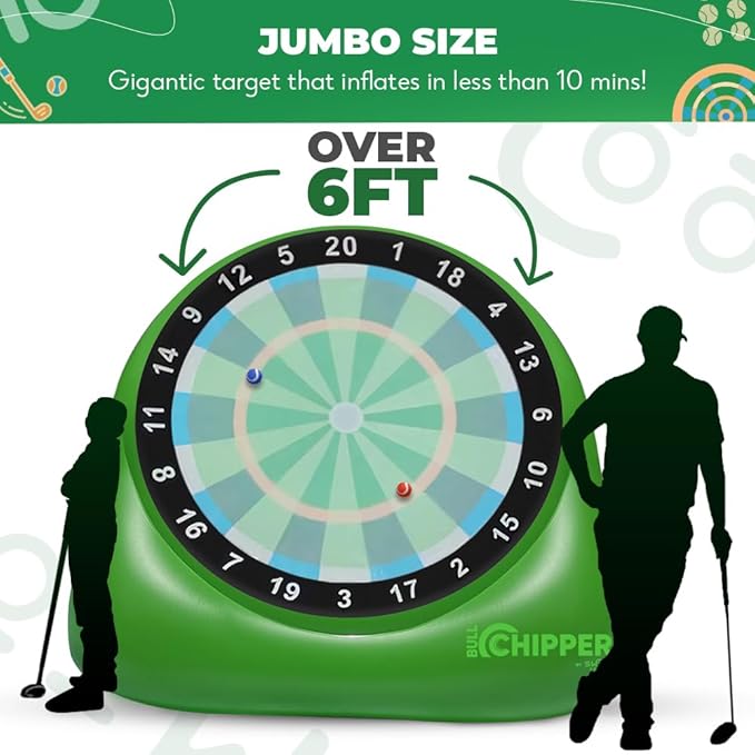 Swooc Games® - Bull Chipper™ | Giant Golf Darts with 10+ Golf Games | Backyard Game with Air Pump | Yard Game for Adults | Giant Outdoor Fun for Adults and Family | Outside Activity - Golf Chipper