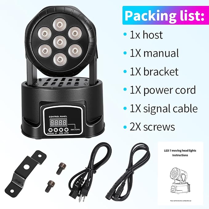 MINGJIE Moving Head DJ Lights, 12 Colors 7x10W LED Wash Stage Spotlight with DMX & Sound Active, 540° Pan 180° Tilt, Disco Party Lighting for Weddings Clubs Concerts Events Bars (6 Pack)