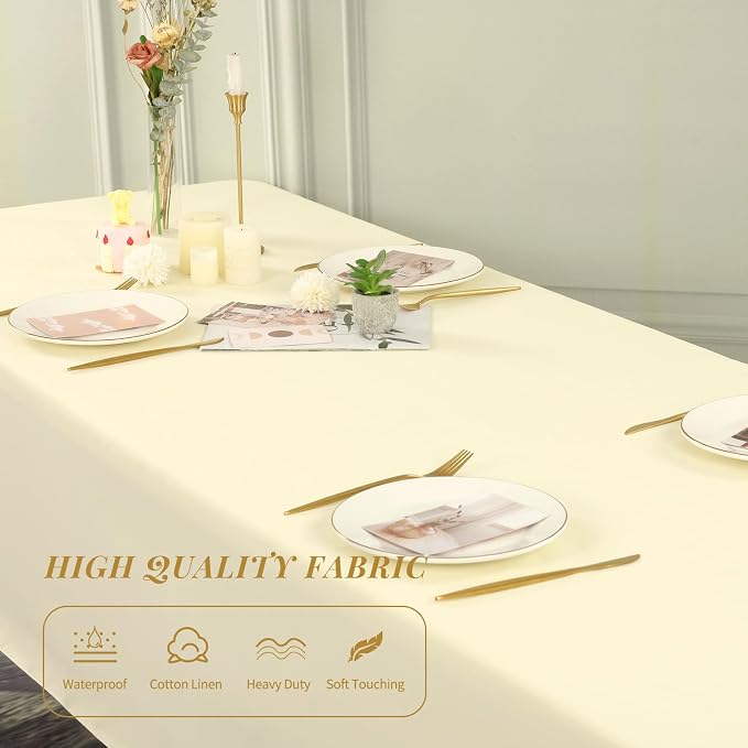 6 Pack Tablecloth 60 x126 inch Polyester Table Cloth for 8 Foot Rectangle Tables,Stain and Wrinkle Resistant Washable Fabric Table Covers Polyester Beige Table Clothes for Wedding,Party,Banquet