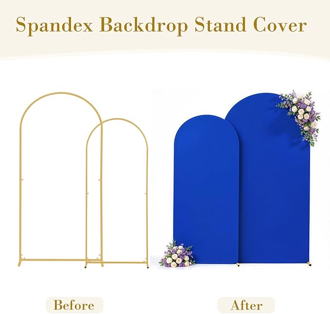 Royal Blue Arch Cover 2 Set-7.2FT, 6FT Arch Backdrop Cover Spandex Fitted Birthday Party Arch Stand Covers Stretchy Backdrop for Baby Shower Bridal Shower Wedding Ceremony Banquet Photo Background