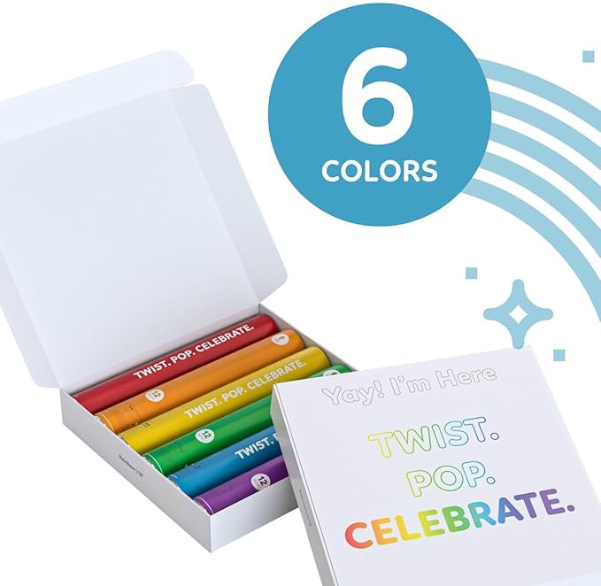 Rainbow Powder Cannons Smoke Bombs Biodegradable Poppers | Assorted 6 Pack | Launch 25 ft | 12 inch | Decorations For Photoshoots, Gender Reveal, Celebrations, Festivals, Parties | TUR Party Supplies