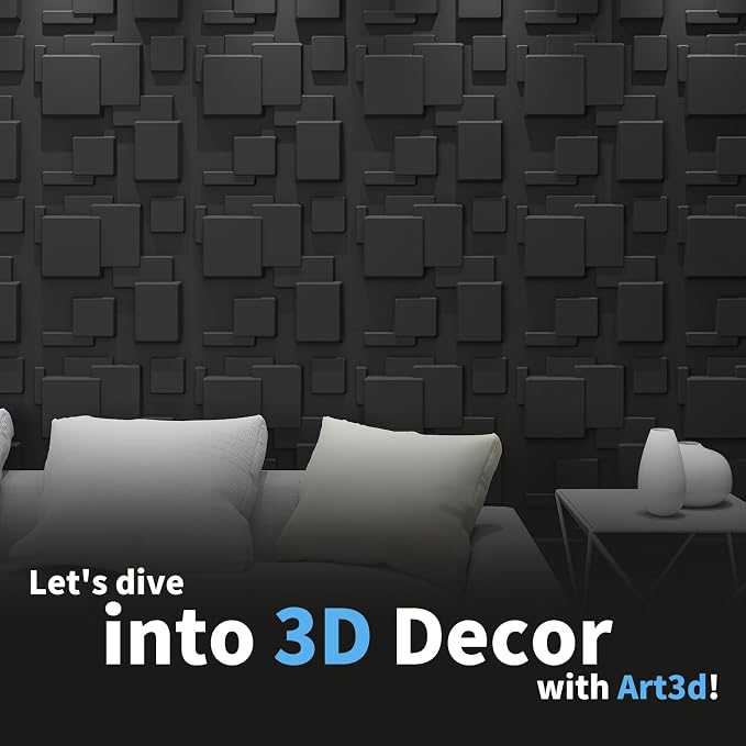 Art3d 19.7" x 19.7" (Pack of 12) Wall Panel City, Black