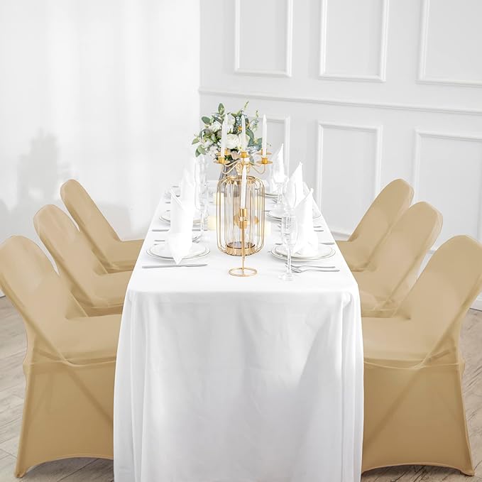 magalo 12 Pack Champagne Spandex Folding Waterproof Chair Cover, Stretch Chair Cover Protector for Wedding, Party, Dining Banquet and Other Special Events