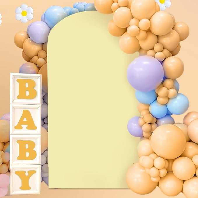 MODFUNS Wedding Arch Cover Light Yellow Spandex Arch Cover 2.6x6ft Round Top Arch Stand Cover Chiara Arch Backdrop Cover Stretchy Arch Wall Cover for Wedding Ceremony Birthday Party Decoration