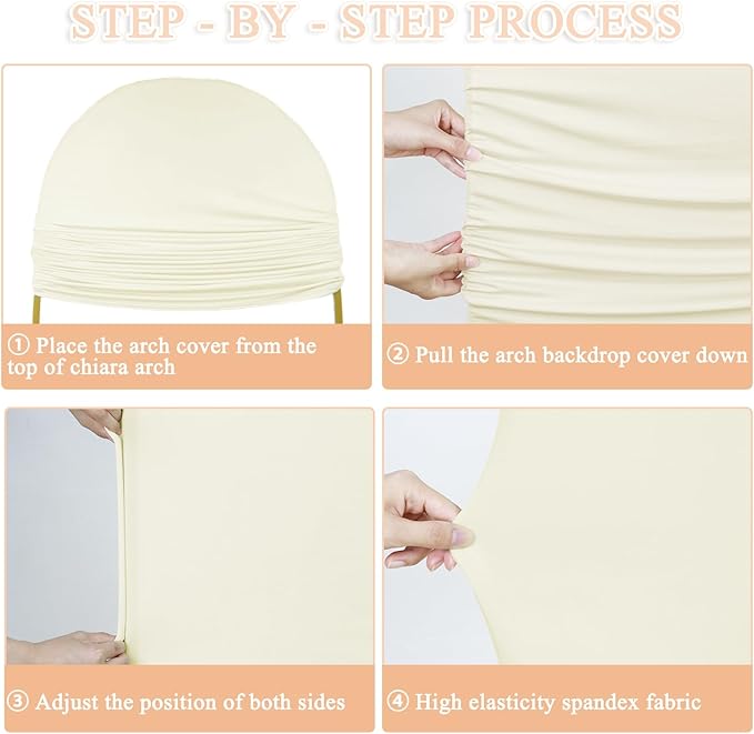 Set of 3 Wedding Arch Cover 6ft 6.6ft 7.2ft Ivory Arch Cover Chiara Arch Backdrop Cover Spandex Arch Stand Cover Balloon Arch Covers Stretchy Backdrop for Wedding Ceremony Birthday Party Events