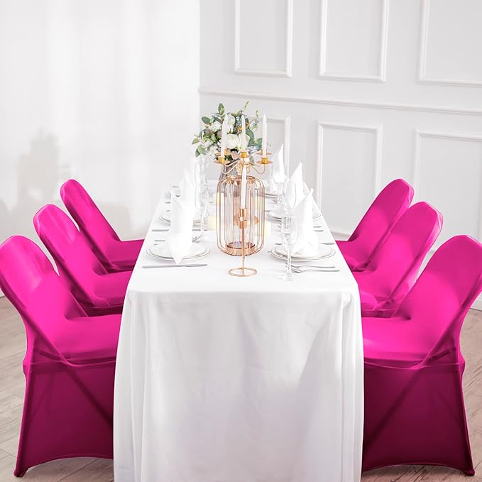 magalo 12 Pack Fuchsia Spandex Folding Waterproof Chair Cover, Stretch Chair Cover Protector for Wedding, Party, Dining Banquet and Other Special Events