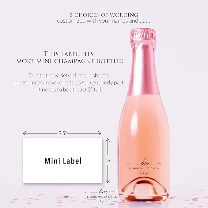 12 Mini Champagne Bottle Labels, Premium Textured Stickers, Proposal Idea for Bridesmaids, Maid of Honor & Matron of Honor (I Can't Say I Do Without You, Mini (2x3.5))