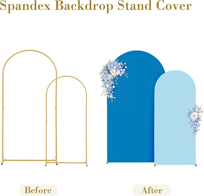 Baby Blue and Royal Blue Arch Cover 2 Set-7.2FT and 6FT Arch Backdrop Cover Spandex Fitted Wedding Arch Stand Covers for Baby Shower Boy Birthday Party Gender Reveal Photo Background Decorations