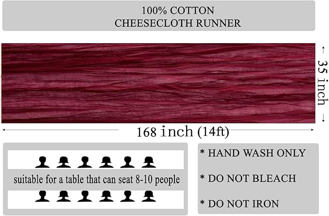 MDS Pack of 25 Cheesecloth Table Runner 35x170 Inch, 14FT Long Gauze Cheese Cloth Table Runner for Wedding Party Birthday Bridal Shower Farmhouse Garden Boho Rustic Table Decoration - Hunter Green