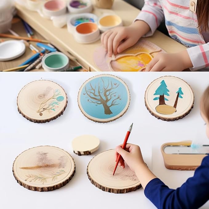 10 pcs Large Unfinished Wood Slices for Centerpieces 7-8 inches Rounds for Tables Decor Rustic Wood Circles for DIY Crafts and Wedding Decor Round Wooden Discs Wooden Slice Ornaments
