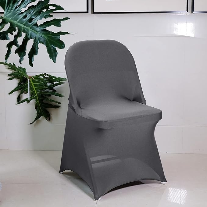 Babenest Spandex Folding Chair Covers Upgraded 10 PCS Universal Stretch Washable Fitted Chair Slipcovers Protector for Wedding, Holidays, Banquet, Party, Celebration (Grey)