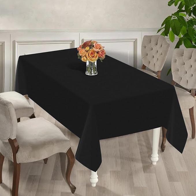 12 Pack Black Tablecloths for Rectangle Tables Stain and Wrinkle Resistant Washable Polyester Tablecloth 60 x 102 Inch Table Cloth Rectangle Table 6 Foot Rectangle Table Cloth for Wedding Party