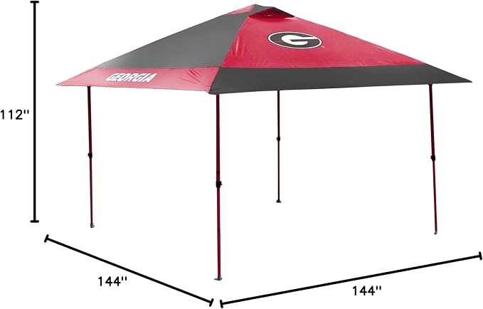Logo Brands NCAA 12x12 Solo Up Canopy - 144 Square Feet of Shade – One-Person Easy Setup, UV-50 Protection, Rolling Storage Bag – Perfect Tent for Tailgates and Outdoor Events