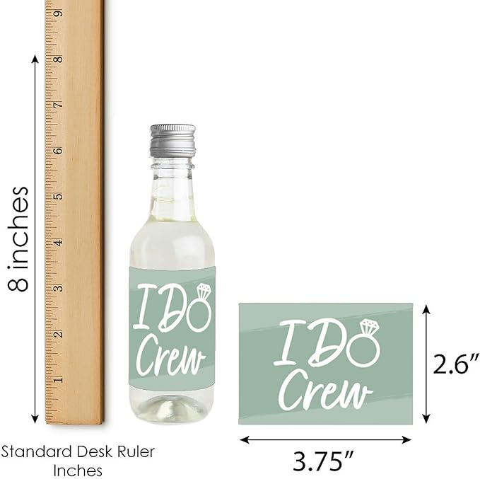 Big Dot of Happiness Sage Green Elegantly Simple - Mini Wine and Champagne Bottle Label Stickers - Wedding or Bridal Shower Guest Party Favor Gift for Women and Men - Set of 16