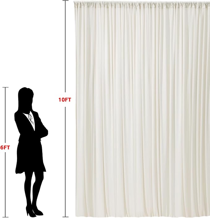 30x10ft Wrinkle Free Ivory Backdrop Curtain for Parties Soft Fabric Drapes Wedding Ivory Curtain Backdrop for Birthday Party Decorations Background for Photography 5x10ft,6 Panels