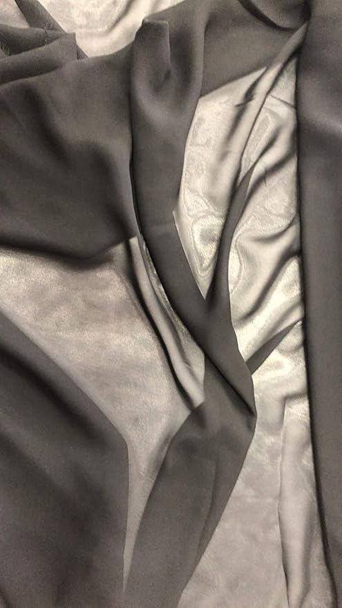 New Star Fabrics Chiffon Fabric, Continuous 60" Wide (30ft) Sheer Material, 100% Soft Polyester, Ideal for Wedding, Party, Event Decor, Draping, and Dresses (Black, 3 Yards)