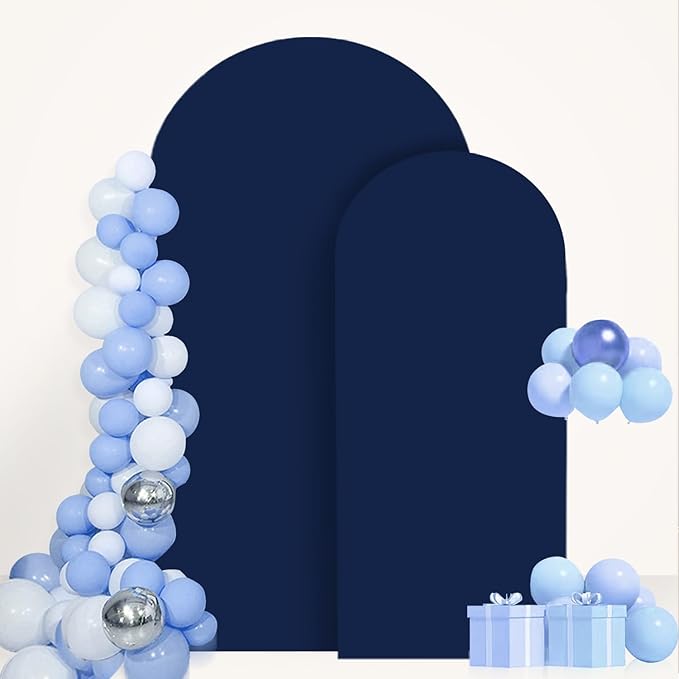 FANPROMS Arch Cover Set of 2 Navy Blue Arch Backdrop Cover 6 7.2FT Spandex Arch Stand Covers for Arches Stand Arched Covers Stretchy Backdrop Fabric Covering for Wedding Party Decoration Supplies