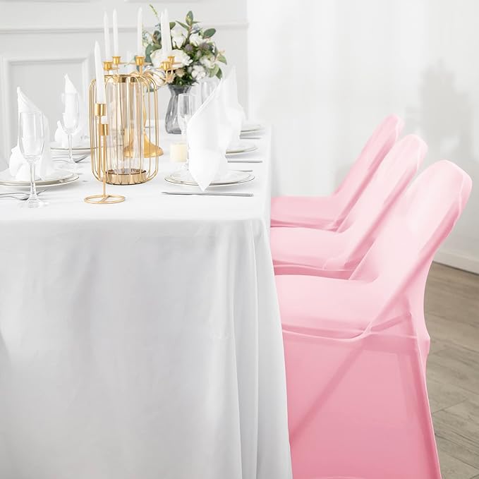 Spandex Chair Cover,25PCS,Living Room Folding Chair Covers,Removable Chair Covers Washable Protector Stretch Chair Cover for Party, Banquet,Wedding Event,Hotel(Pink)