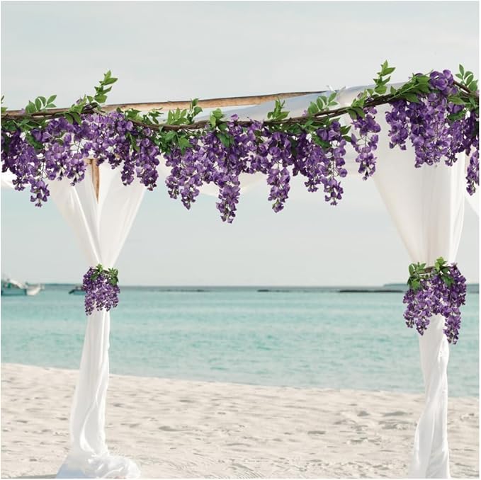 Wisteria Garland, White Silk Lush & Flowing, Perfect for Christmas Event Styling, Elegant Wedding Decor