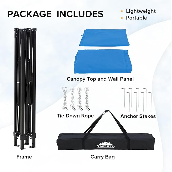 EAGLE PEAK 5x5 Pop Up Changing Tent, Flat Top Changing Room, Light Blue | Portable, Privacy Tent, Pool Cabana, Dressing Room, Shower & Toilet Use, Opaque Fabric, Instant Setup, Photoshoots, Camping